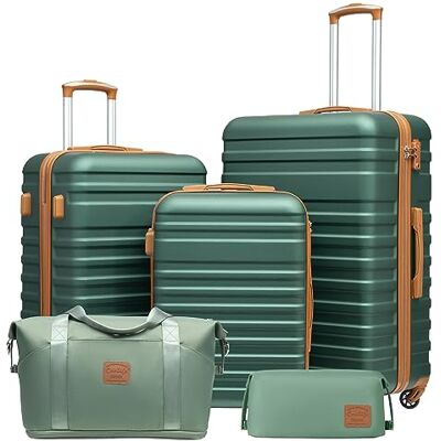 COOLIFE 5-Teiliges Kofferset für Familienreisen, M+L+XL, mit 1 Reisetasche TSA-Schloss, Leicht ABS hartschale, Leise Räder, YKK Reißverschluss mit 1 Kulturbeutel für Auslandsreisen und Kreuzfahrten COOLIFE 5-Teiliges Kofferset für Familienreisen, M+L+XL, mit 1 Reisetasche TSA-Schloss, Leicht ABS hartschale, Leise Räder, YKK Reißverschluss mit 1 Kulturbeutel für Auslandsreisen und Kreuzfahrten