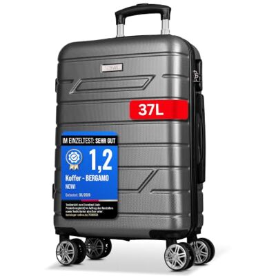 NOWI Bergamo Reisekoffer Wasserabweisend, 8 Rollen 360° Drehbar, Teleskopgestänge, Voll gefütterter Innenraum (anthrazit, M) NOWI Bergamo Reisekoffer Wasserabweisend, 8 Rollen 360° Drehbar, Teleskopgestänge, Voll gefütterter Innenraum (anthrazit, M)