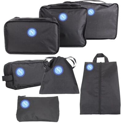 Enzo Castellano SSC NAPOLI 7-teiliges Koffer-Organizer-Set, mit Logo, bedruckt, 100% PL 121855, Schwarz, 7-teiliges Kofferset Enzo Castellano SSC NAPOLI 7-teiliges Koffer-Organizer-Set, mit Logo, bedruckt, 100% PL 121855, Schwarz, 7-teiliges Kofferset