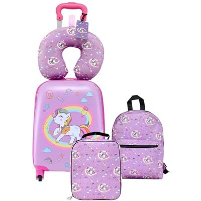 VEVOR 5 TLG. Kinderkoffer Set, 457,2 mm, Hartschalenkoffer mit Kindertrolley, Rucksack, Nackenkissen, Lunchbox & Kofferanhänge, Kofferset fürJungen & Mädchen, praktisch für Reisen Fliegen (Einhorn) VEVOR 5 TLG. Kinderkoffer Set, 457,2 mm, Hartschalenkoffer mit Kindertrolley, Rucksack, Nackenkissen, Lunchbox & Kofferanhänge, Kofferset fürJungen & Mädchen, praktisch für Reisen Fliegen (Einhorn)