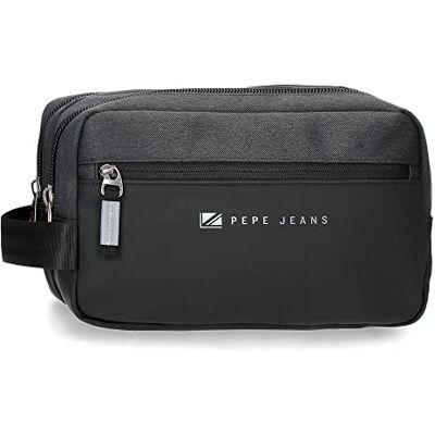 Pepe Jeans Jarvis Kulturbeutel, zwei Fächer, anpassbar, Schwarz, 26 x 16 x 12 cm, Polyester mit Details aus Kunstleder Pepe Jeans Jarvis Kulturbeutel, zwei Fächer, anpassbar, Schwarz, 26 x 16 x 12 cm, Polyester mit Details aus Kunstleder