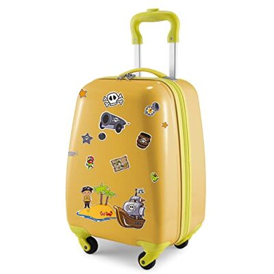 Hauptstadtkoffer for Kids Kindergepäck + Reflektierende Aufkleber Piraten, Kinderkoffer, Hartschalenkoffer, Reise Trolley für Kinder, Handgepäck, 24 Liter, Gelb Hauptstadtkoffer for Kids Kindergepäck + Reflektierende Aufkleber Piraten, Kinderkoffer, Hartschalenkoffer, Reise Trolley für Kinder, Handgepäck, 24 Liter, Gelb