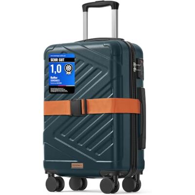 SONGMICS Koffer, Reisekoffer, Hartschalenkoffer mit TSA-Schloss, Koffergurt, ABS-Trolley, 4 Zwillingsrollen, Handgepäck-Koffer, M, 55 cm, dunkeltürkis RLP001C101 SONGMICS Koffer, Reisekoffer, Hartschalenkoffer mit TSA-Schloss, Koffergurt, ABS-Trolley, 4 Zwillingsrollen, Handgepäck-Koffer, M, 55 cm, dunkeltürkis RLP001C101