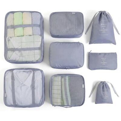 BillyBath Koffer Organizer set, Packing Cubes Kleidertaschen Schuhbeutel Reiseorganizer Packwürfel Kosmetik Travel Organizer Packtaschen für Koffer (8 teilig, Grau) BillyBath Koffer Organizer set, Packing Cubes Kleidertaschen Schuhbeutel Reiseorganizer Packwürfel Kosmetik Travel Organizer Packtaschen für Koffer (8 teilig, Grau)