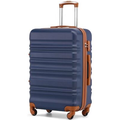 COOLIFE Mittelgroßer Koffer, Hartschalen Hartschalenkoffer, Blau/Braun, 60L Trolley Koffer mit TSA-Schloss, Reisekoffer mit 4 Rollen, Verstellbar Teleskopgriff, für Geschäftsreise und Reisen COOLIFE Mittelgroßer Koffer, Hartschalen Hartschalenkoffer, Blau/Braun, 60L Trolley Koffer mit TSA-Schloss, Reisekoffer mit 4 Rollen, Verstellbar Teleskopgriff, für Geschäftsreise und Reisen