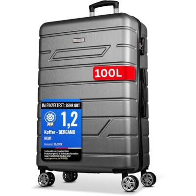 NOWI Hartschalenkoffer XL Groß 100L Volumen 158cm Gurtmaß 8 Rollen 360° drehbar Leichter Koffer mit Zahlenschloss & Teleskopgestänge Reisekoffer mit Rollen, Trolley (anthrazit, XL) NOWI Hartschalenkoffer XL Groß 100L Volumen 158cm Gurtmaß 8 Rollen 360° drehbar Leichter Koffer mit Zahlenschloss & Teleskopgestänge Reisekoffer mit Rollen, Trolley (anthrazit, XL)