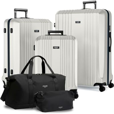FERGÉ Polycarbonat 5-teilig Koffer Set 77cm, 67cm, Handgepäck Koffer mit Reisetasche Kombi, sehr robuste Reisekoffer mit 4 sanften Rollen & TSA Schloss, Reisekoffer FERGÉ Polycarbonat 5-teilig Koffer Set 77cm, 67cm, Handgepäck Koffer mit Reisetasche Kombi, sehr robuste Reisekoffer mit 4 sanften Rollen & TSA Schloss, Reisekoffer