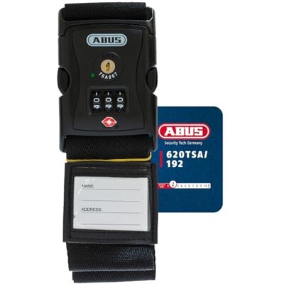 Abus Kofferband mit TSA-Schloss 620TSA/192 Koffergurt mit 3-stelligem Zahlencode Namensschild inklusive schwarz Abus Kofferband mit TSA-Schloss 620TSA/192 Koffergurt mit 3-stelligem Zahlencode Namensschild inklusive schwarz