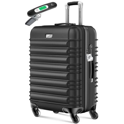 KESSER ® Reisekoffer 84L Mittlerer Hartschalen Koffer Inkl. Kofferwaage + Gepäckanhänger Trolley Gepäck Rollkoffer Zahlenschloss 4 Rollen ABS-Hartschale Teleskopgriff, 66x45x28cm, Schwarz KESSER ® Reisekoffer 84L Mittlerer Hartschalen Koffer Inkl. Kofferwaage + Gepäckanhänger Trolley Gepäck Rollkoffer Zahlenschloss 4 Rollen ABS-Hartschale Teleskopgriff, 66x45x28cm, Schwarz