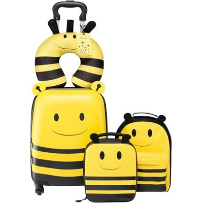 VEVOR 5 TLG. Kinderkoffer Set, 457,2 mm, Hartschalenkoffer mit Kindertrolley, Rucksack, Nackenkissen, Lunchbox & Kofferanhänge, Kofferset fürJungen & Mädchen, praktisch für Reisen Fliegen (Bienen) VEVOR 5 TLG. Kinderkoffer Set, 457,2 mm, Hartschalenkoffer mit Kindertrolley, Rucksack, Nackenkissen, Lunchbox & Kofferanhänge, Kofferset fürJungen & Mädchen, praktisch für Reisen Fliegen (Bienen)