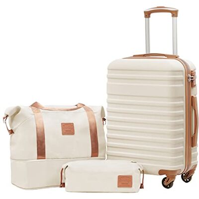 COOLIFE 3-teiliges Kofferset mit Reise- und Kulturtasche 56-cm-Koffer für EasyJet, leichte ABS-Hartschale, 360°-Spinner-Rollen, YKK-Reißverschluss, TSA-Schloss COOLIFE 3-teiliges Kofferset mit Reise- und Kulturtasche 56-cm-Koffer für EasyJet, leichte ABS-Hartschale, 360°-Spinner-Rollen, YKK-Reißverschluss, TSA-Schloss