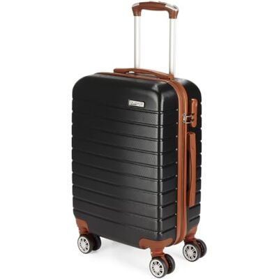BRUBAKER Handgepäck Koffer Paris Reisekoffer Trolley mit Zahlenschloss, 4 Rollen und Komfort Tragegriffen 37 x 56 x 22 cm ABS Hartschalen Rollkoffer (M Schwarz und Hellbraun) BRUBAKER Handgepäck Koffer Paris Reisekoffer Trolley mit Zahlenschloss, 4 Rollen und Komfort Tragegriffen 37 x 56 x 22 cm ABS Hartschalen Rollkoffer (M Schwarz und Hellbraun)