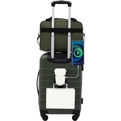 Wrangler Smartes Gepäck-Set mit Getränkehalter und USB-Anschluss, Tiefe Tiefen, 2 Piece Set, Smartes Gepäck-Set mit Getränkehalter und USB-Anschluss Wrangler Smartes Gepäck-Set mit Getränkehalter und USB-Anschluss, Tiefe Tiefen, 2 Piece Set, Smartes Gepäck-Set mit Getränkehalter und USB-Anschluss