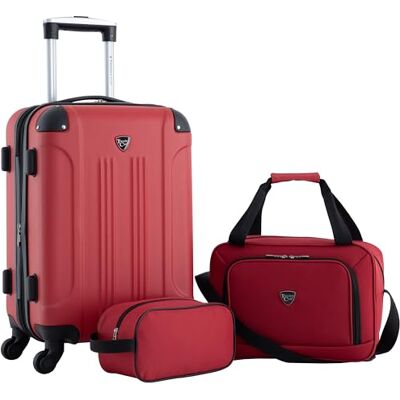 Travelers Club Chicago Hartschale Erweiterbares Spinner-Gepäck, Rot, 5-teiliges Set Travelers Club Chicago Hartschale Erweiterbares Spinner-Gepäck, Rot, 5-teiliges Set