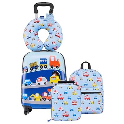 VEVOR 5 TLG. Kinderkoffer Set, 457,2 mm, Hartschalenkoffer mit Kindertrolley, Rucksack, Nackenkissen, Lunchbox & Kofferanhänge, Kofferset fürJungen & Mädchen, praktisch für Reisen Fliegen (Autos) VEVOR 5 TLG. Kinderkoffer Set, 457,2 mm, Hartschalenkoffer mit Kindertrolley, Rucksack, Nackenkissen, Lunchbox & Kofferanhänge, Kofferset fürJungen & Mädchen, praktisch für Reisen Fliegen (Autos)