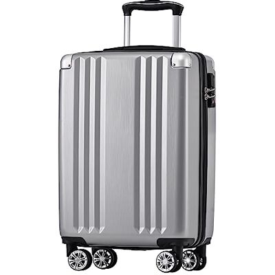 Merax Koffer Hartschalen-Koffer Trolley Rollkoffer Reisekoffer Handgepäck, TSA Zollschloss, 4 Rollen, Teleskopgriff, ABS-Material, M-56,5 * 37,5 * 22,5 cm, Silbergrau Merax Koffer Hartschalen-Koffer Trolley Rollkoffer Reisekoffer Handgepäck, TSA Zollschloss, 4 Rollen, Teleskopgriff, ABS-Material, M-56,5 * 37,5 * 22,5 cm, Silbergrau