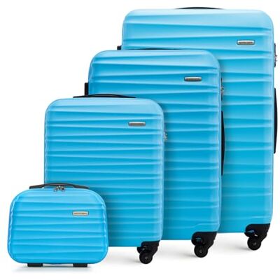 WITTCHEN Reisekoffer 4er Koffer-Set Rollkoffer Trolley Handgepäck Gepäck Reisekoffer Set Hartschale aus ABS 4 Spinner-Rollen Zahlenschloss Groove Line blau Lufthansa/Eurowings/Ryanair/Condor WITTCHEN Reisekoffer 4er Koffer-Set Rollkoffer Trolley Handgepäck Gepäck Reisekoffer Set Hartschale aus ABS 4 Spinner-Rollen Zahlenschloss Groove Line blau Lufthansa/Eurowings/Ryanair/Condor
