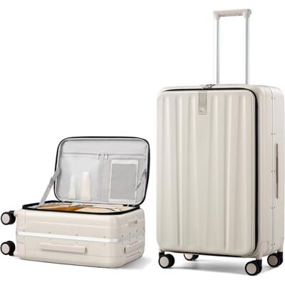 Hanke Koffer Trolley Handgepäck Koffer, 20 Zoll Hartschalenkoffer Groß Leicht Obere Vordere Öffnung Spinner TSA-Schloss und 4 Rollen, Micro-Diamond Textured Design,100% PC Koffer-Elfenbeinweiß Hanke Koffer Trolley Handgepäck Koffer, 20 Zoll Hartschalenkoffer Groß Leicht Obere Vordere Öffnung Spinner TSA-Schloss und 4 Rollen, Micro-Diamond Textured Design,100% PC Koffer-Elfenbeinweiß