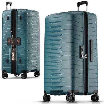 Stratic NOVIUM Hartschalenkoffer – Trolley mit 4 Rollen, TSA-Zahlenschloss, erweiterbar, aus Polypropylen, Innenfutter aus recyceltem PET, ohne Fronttasche,Größe L, Petrol Stratic NOVIUM Hartschalenkoffer – Trolley mit 4 Rollen, TSA-Zahlenschloss, erweiterbar, aus Polypropylen, Innenfutter aus recyceltem PET, ohne Fronttasche,Größe L, Petrol