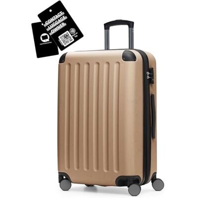 Hauptstadtkoffer Spree Mittelgroßer Hartschalenkoffer + Digitaler Gepäckanhänger, TSA, 4 Rollen, Koffer, Trolley, Rollkoffer, Reisekoffer, Volumenerweiterung, 65 cm, 74 Liter, Champagner Hauptstadtkoffer Spree Mittelgroßer Hartschalenkoffer + Digitaler Gepäckanhänger, TSA, 4 Rollen, Koffer, Trolley, Rollkoffer, Reisekoffer, Volumenerweiterung, 65 cm, 74 Liter, Champagner