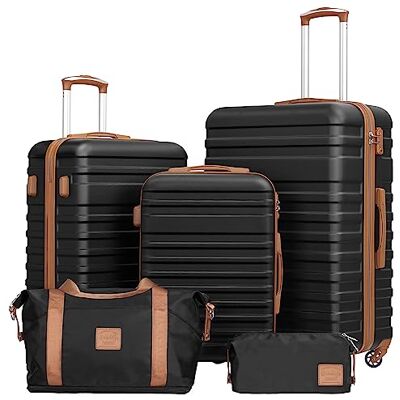 COOLIFE 5-Teiliges Kofferset für Familienreisen, M+L+XL, mit 1 Reisetasche TSA-Schloss, Leicht ABS hartschale, Leise Räder, YKK Reißverschluss mit 1 Kulturbeutel für Auslandsreisen und Kreuzfahrten COOLIFE 5-Teiliges Kofferset für Familienreisen, M+L+XL, mit 1 Reisetasche TSA-Schloss, Leicht ABS hartschale, Leise Räder, YKK Reißverschluss mit 1 Kulturbeutel für Auslandsreisen und Kreuzfahrten