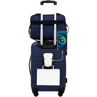 Wrangler Smart Gepäckset mit Getränkehalter und USB-Anschluss, Marineblau, 2 Piece Set, Smart Gepäck-Set mit Getränkehalter und USB-Port Wrangler Smart Gepäckset mit Getränkehalter und USB-Anschluss, Marineblau, 2 Piece Set, Smart Gepäck-Set mit Getränkehalter und USB-Port
