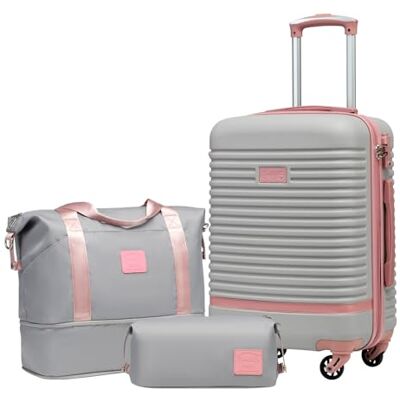 COOLIFE Koffer Set 3tlg, 20" Koffer Klein mit Reisetasche & Kulturbeutel Reisekoffer Set für Kurzreisen, Leichter ABS Hartschalenkoffer, TSA-Schloss, YKK-Reißverschluss, 360° Rollen, Teleskopgriff COOLIFE Koffer Set 3tlg, 20" Koffer Klein mit Reisetasche & Kulturbeutel Reisekoffer Set für Kurzreisen, Leichter ABS Hartschalenkoffer, TSA-Schloss, YKK-Reißverschluss, 360° Rollen, Teleskopgriff