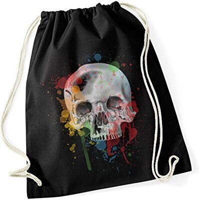 Autiga ® Totenkopf Turnbeutel Hipster Beutel Tasche Skull Neon Splatter Jutebeutel Stringbag Drawstring Schwarz Autiga ® Totenkopf Turnbeutel Hipster Beutel Tasche Skull Neon Splatter Jutebeutel Stringbag Drawstring Schwarz