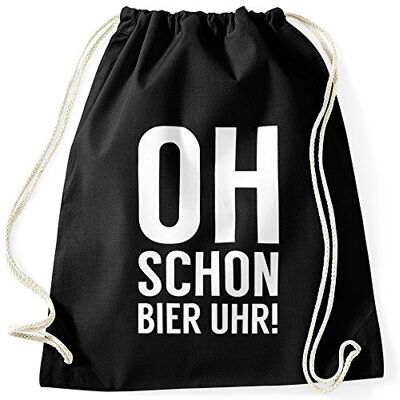 MoonWorks Turnbeutel Oh schon Bier Uhr Party Festival Strand Schwarz unisize MoonWorks Turnbeutel Oh schon Bier Uhr Party Festival Strand Schwarz unisize