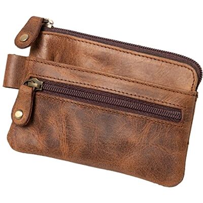 ALASSIO 42242 Schlüsseletui aus Echt Leder, Schlüsseltasche mit 2 Schlüsselringen, zusätzliches Reißverschlussfach sowie 2 Einsteckfächer, Key Organizer in braun, Schlüsselmäppchen ca. 7,5 x 10 cm ALASSIO 42242 Schlüsseletui aus Echt Leder, Schlüsseltasche mit 2 Schlüsselringen, zusätzliches Reißverschlussfach sowie 2 Einsteckfächer, Key Organizer in braun, Schlüsselmäppchen ca. 7,5 x 10 cm