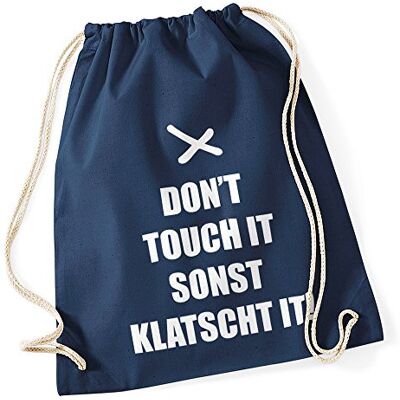 Autiga Turnbeutel mit Sprüchen don`t touch it Hipster Beutel Tasche Jutebeutel Gymbag Stringbag Drawstring Navy Autiga Turnbeutel mit Sprüchen don`t touch it Hipster Beutel Tasche Jutebeutel Gymbag Stringbag Drawstring Navy