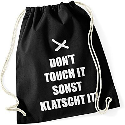 Autiga Turnbeutel mit Sprüchen don`t touch it Hipster Beutel Tasche Jutebeutel Gymbag Stringbag Drawstring Schwarz Autiga Turnbeutel mit Sprüchen don`t touch it Hipster Beutel Tasche Jutebeutel Gymbag Stringbag Drawstring Schwarz