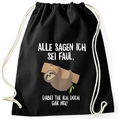 MoonWorks Turnbeutel mit Faultier Alle sagen ich sei faul, dabei tue ich doch gar nix! Hipster Beutel Tasche Sportbeutel Gymsac Gymbag Schwarz unisize MoonWorks Turnbeutel mit Faultier Alle sagen ich sei faul, dabei tue ich doch gar nix! Hipster Beutel Tasche Sportbeutel Gymsac Gymbag Schwarz unisize