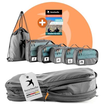 Seeschwalbe Packwürfel Set mit Kompression Packing Cubes Packtaschen & Gepäck Organizer für Rucksack & Reise Koffer Extra leichte Kleidertaschen als Koffer Organizer (6-teilig, grau) Seeschwalbe Packwürfel Set mit Kompression Packing Cubes Packtaschen & Gepäck Organizer für Rucksack & Reise Koffer Extra leichte Kleidertaschen als Koffer Organizer (6-teilig, grau)