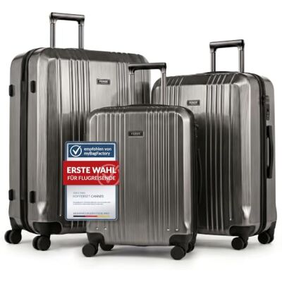 FERGÉ 3er Kofferset Hartschale Gepäckset mit 4 Doppelrollen & TSA Schloss 3-tlg. Set Handgepäck, Reisekoffer und XL-Koffer Polycarbonat · 4 Rollen FERGÉ 3er Kofferset Hartschale Gepäckset mit 4 Doppelrollen & TSA Schloss 3-tlg. Set Handgepäck, Reisekoffer und XL-Koffer Polycarbonat · 4 Rollen