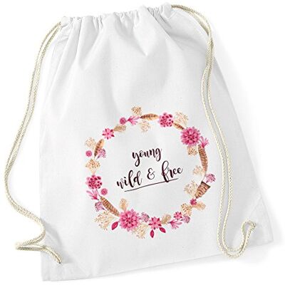 Autiga Turnbeutel Ethno Boho Hipster Beutel Tasche Blumen Traumfänger Totenkopf Federn Gym Bag Watercolour Young-wild-free-frame Autiga Turnbeutel Ethno Boho Hipster Beutel Tasche Blumen Traumfänger Totenkopf Federn Gym Bag Watercolour Young-wild-free-frame