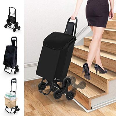 VOUNOT ® Einkaufstrolley Klappbar Treppensteiger, 3 Räder Einkaufswagen Faltbar, Einkaufsroller Trolly, Abnehmbare & Regenfeste Schwarz VOUNOT ® Einkaufstrolley Klappbar Treppensteiger, 3 Räder Einkaufswagen Faltbar, Einkaufsroller Trolly, Abnehmbare & Regenfeste Schwarz