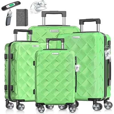 KESSER ® Reisekoffer Set 4-teilig Kofferset ABS Hartschalenkoffer mit Zahlenschloss, Kofferwaage & Reisebrieftasche 360° Rollen Handgepäck & große Koffer für Business & Reise Trolley Apple Green KESSER ® Reisekoffer Set 4-teilig Kofferset ABS Hartschalenkoffer mit Zahlenschloss, Kofferwaage & Reisebrieftasche 360° Rollen Handgepäck & große Koffer für Business & Reise Trolley Apple Green