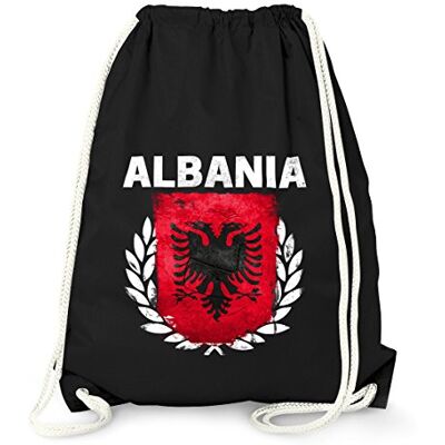 MoonWorks Turnbeutel Fußball EM WM Albanien Flagge Vintage Albania Flag Gymbag Schwarz MoonWorks Turnbeutel Fußball EM WM Albanien Flagge Vintage Albania Flag Gymbag Schwarz