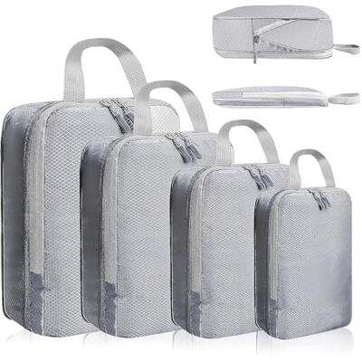 Woobroo Kompressionsgepäcktasche, Packwürfel, Kompressionswürfel, Reise-Organizer, ultraleicht, Aufbewahrung für Koffer für alle Ihre Reisebedürfnisse (Grau, 4-teilig) Woobroo Kompressionsgepäcktasche, Packwürfel, Kompressionswürfel, Reise-Organizer, ultraleicht, Aufbewahrung für Koffer für alle Ihre Reisebedürfnisse (Grau, 4-teilig)
