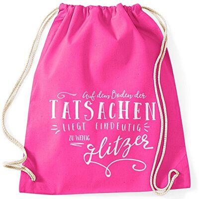 MoonWorks Turnbeutel mit Spruch Glitzer auf dem Boden der Tatsachen liegt eindeutig zu wenig Glitzer Sprüche Gymbag Fuchsia unisize MoonWorks Turnbeutel mit Spruch Glitzer auf dem Boden der Tatsachen liegt eindeutig zu wenig Glitzer Sprüche Gymbag Fuchsia unisize