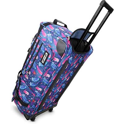 normani XXL 100 Liter Reisetasche mit Trolleyfunktion Trolleykoffer mit 2/3 Rollen und extra großem Hauptfach Fancy Feathers / 100 Liter XXL normani XXL 100 Liter Reisetasche mit Trolleyfunktion Trolleykoffer mit 2/3 Rollen und extra großem Hauptfach Fancy Feathers / 100 Liter XXL