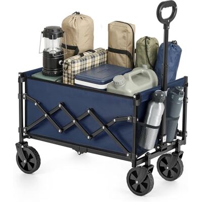 SONGMICS Kleiner Handwagen faltbar, 90 L, bis 180 kg belastbar Gartenwagen, kompakt, mit Griff, mit 4 verstärkten Rollen, davon 2 Universalräder, Blau, SANDY Kollektion GFW909QE01 SONGMICS Kleiner Handwagen faltbar, 90 L, bis 180 kg belastbar Gartenwagen, kompakt, mit Griff, mit 4 verstärkten Rollen, davon 2 Universalräder, Blau, SANDY Kollektion GFW909QE01