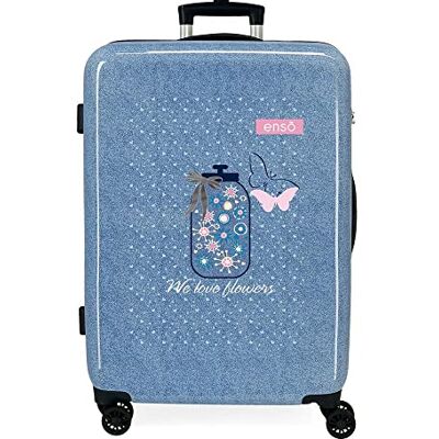 Enso We Love Flowers Koffer, mittelgroß, Blau, 48 x 68 x 26 cm, Hartplastik, seitlicher Kombinationsverschluss, 70 l, 3 kg, 4 Räder Enso We Love Flowers Koffer, mittelgroß, Blau, 48 x 68 x 26 cm, Hartplastik, seitlicher Kombinationsverschluss, 70 l, 3 kg, 4 Räder