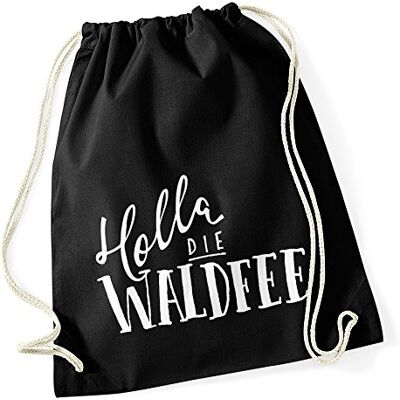MoonWorks lustiger Turnbeutel mit Spruch Holla die Waldfee Sprüche Spruch-Beutel Jutebeutel Baumwolle Schwarz unisize MoonWorks lustiger Turnbeutel mit Spruch Holla die Waldfee Sprüche Spruch-Beutel Jutebeutel Baumwolle Schwarz unisize
