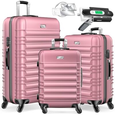 KESSER ® 3tlg. Hartschalenkofferset Hartschalenkoffer Reisekoffer Set Reisekofferset Trolley Koffer 4 Rollen ABS-Hartschale Teleskopgriff Inkl. Kofferwaage + Gepäckanhänger Rollkoffer Schloss, M-L-XL KESSER ® 3tlg. Hartschalenkofferset Hartschalenkoffer Reisekoffer Set Reisekofferset Trolley Koffer 4 Rollen ABS-Hartschale Teleskopgriff Inkl. Kofferwaage + Gepäckanhänger Rollkoffer Schloss, M-L-XL