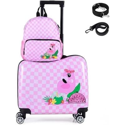 FANTASK 2-TLG. Kinderkoffer Set 12"+18", Kindertrolley mit Rollen & wasserdichter Hartschale, Kindergepäck mit Tragegurt, Seil & Fußstützen, Rollkoffer für Jungen & Mädchen (Flamingo) FANTASK 2-TLG. Kinderkoffer Set 12"+18", Kindertrolley mit Rollen & wasserdichter Hartschale, Kindergepäck mit Tragegurt, Seil & Fußstützen, Rollkoffer für Jungen & Mädchen (Flamingo)