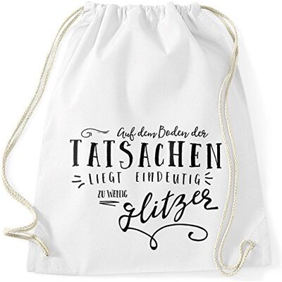 MoonWorks Turnbeutel mit Spruch Glitzer auf dem Boden der Tatsachen liegt eindeutig zu wenig Glitzer Sprüche Gymbag Weiss unisize MoonWorks Turnbeutel mit Spruch Glitzer auf dem Boden der Tatsachen liegt eindeutig zu wenig Glitzer Sprüche Gymbag Weiss unisize