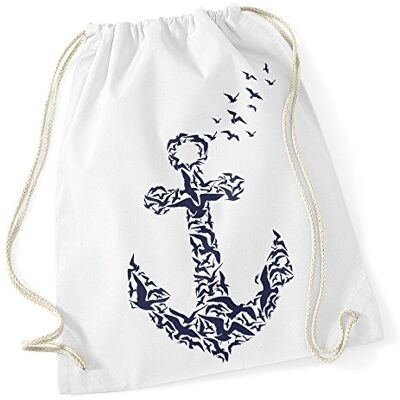 Autiga Turnbeutel Anker Vögel Hipster Beutel Tasche Anchor Birds Stringbag Beuteltasche Weiss Autiga Turnbeutel Anker Vögel Hipster Beutel Tasche Anchor Birds Stringbag Beuteltasche Weiss