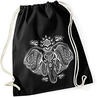 Autiga Turnbeutel Elefant Mandala Muster Hipster Beutel Tasche Jutebeutel Elephant Gymsac Stringbag Drawstring Schwarz Autiga Turnbeutel Elefant Mandala Muster Hipster Beutel Tasche Jutebeutel Elephant Gymsac Stringbag Drawstring Schwarz
